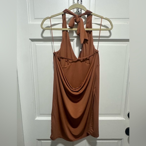 Abercrombie & Fitch Cowl Back Halter Mini Dress Size Large EUC - Picture 4 of 5